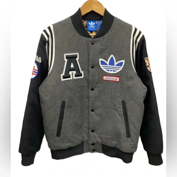 Adidas oversized lined unisex streetwear casual trend varsity bomber jacket S - Picture 1 of 5